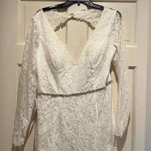 Azazie Diamond white Kari lace jumpsuit bridal sz 14
